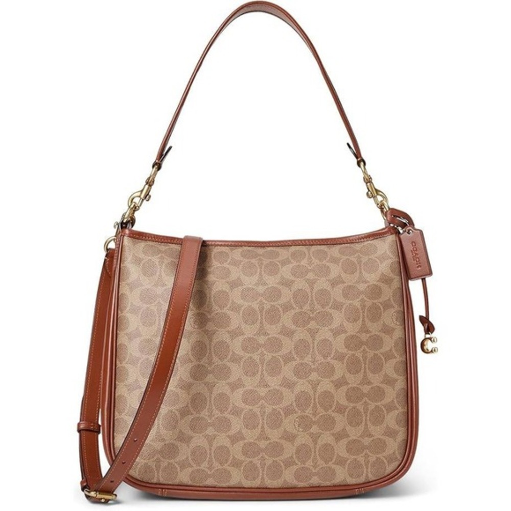 NWT COACH Coated Canvas Signature Cary Shoulder Bag in Tan Rust